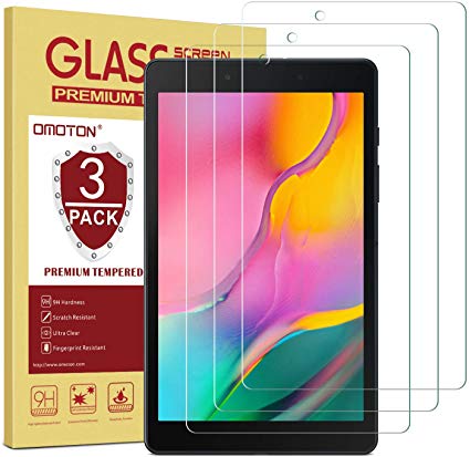 [3 Pack] OMOTON Screen Protector for Samsung Galaxy Tab A 8.0 2019 Released (Wi-Fi Version SM-T290), Tempered Glass/ High Definition/ Bubble Free