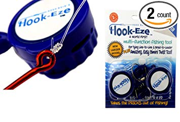 HOOK-EZE New Larger Model Quick Fishing Knot Tool Hook Tying & Safety Device Tie Hooks Fast |Smart Hook Cover Travel Safely Fully Rigged. Multi Function Fishing Device.