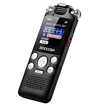 Voice Recorder, Boocosa 8GB Portable Rechargeable Spy Voice Recorder with Noise Reduction, A-B Repeat Function，Sleep Timer, MP3 Player，Digital Audio Sound Voice Recorder