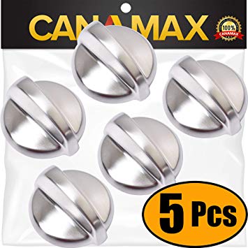 UPGRADED WB03T10284 Oven Range Burner ALL METAL Control Knob Premium Replacement Part by Canamax - Compatible with GE Ovens Ranges Burners - Replaces 1373043, AP4346312 PS2321076 - PACK OF 5