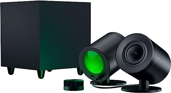 Razer Nommo V2 Pro - 2.1 PC Gaming Speakers Wireless Subwoofer: THX Spatial Audio - Projection Chroma RGB - Full-Range Drivers - Wireless Down-Firing Subwoofer - Wireless Control Pod