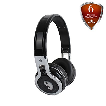 ACID EYE TM KB-2600 Over the Ear Foldable Wireless Bluetooth Headphone with Volume Limiter, Built-in Micro Phone, Micro SD card Music Player, FM Stereo Radio, Audio Input & Output, Black
