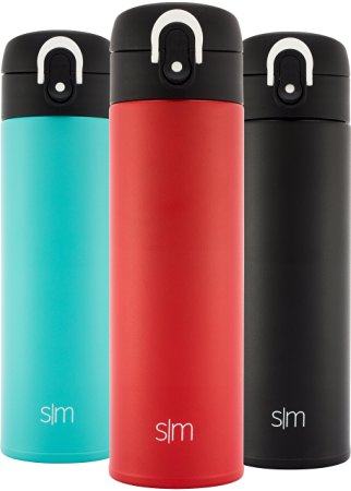 Simple Modern Vacuum Insulated 16oz Kona Travel Mug - Stainless Steel Tea Coffee Cup - Powder Coated Hot Cold Thermos - Canteen Water Bottle - Cherry Red