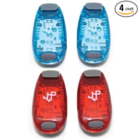 LED Safety Light (4-Pack with Clip), For Running, Walking, Jogging, Bike, Kids, Dogs, Strobe Light, Velcro Straps, Waterproof, 3 BONUSES: Screwdriver, 4 Batteries and Carry Bag, Premium Quality