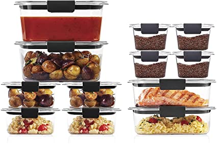 Rubbermaid 2108390 Leak-Proof Brilliance Food Storage Containers, BPA-Free Plastic, 24-Piece Set, Clear