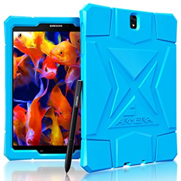 Armera Samsung Galaxy Tab S3 9.7 Case (SM-T820), High Impact Resistant Slim Heavy Duty Anti Slip Light Weight Kids Friendly Shockproof Protective Rugged Silicone Cover (Diamond - Blue)