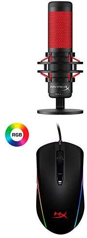 HyperX QuadCast - USB Condenser Gaming Microphone and HyperX Pulsefire Surge - RGB Wired Optical Gaming Mouse