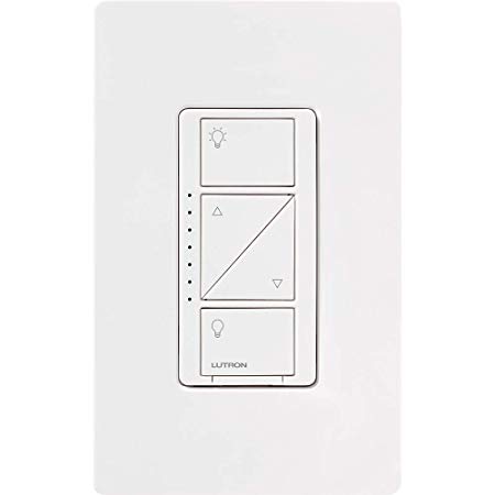 Lutron Caseta Wireless Smart Lighting Dimmer Switch for Wall & Ceiling Lights, with Wallplate, 150W LED, 600W Incandescent/Halogen, PDW-6WCL-WH-A, White
