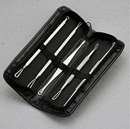 Yosoo 5pcs Blackhead Whitehead Comedone Acne Pimple Blemish Extractor Remover Professional Tool Kit-Excellent for Acne Treatment, Pimple Popping, Blackhead Extraction