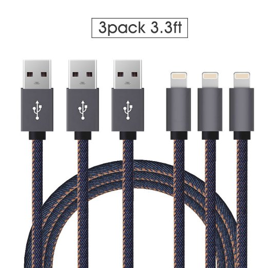 SUMDY Lightning USB Cable Denim Charging Cord 1m 3pcs