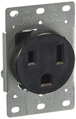 Leviton 5374-S00 50 Amp, 250 Volt, Flush Mounting Receptacle, Straight Blade, Industrial Grade, Grounding, Black, pack of 1,