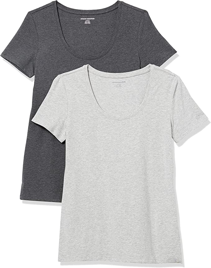 Amazon Essentials Womens 2-Pack Classic-Fit Short-Sleeve Scoopneck T-Shirt