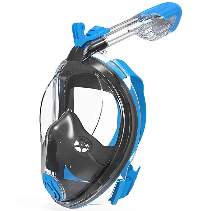 G2RISE SN02 Full Face Snorkel Mask - Breath Easy Airflow System with Minimal Volumetric Flow Rate & 180° Panoramic View with Integrated Lens Design for a Safe Adults/Kids Snorkeling Experience