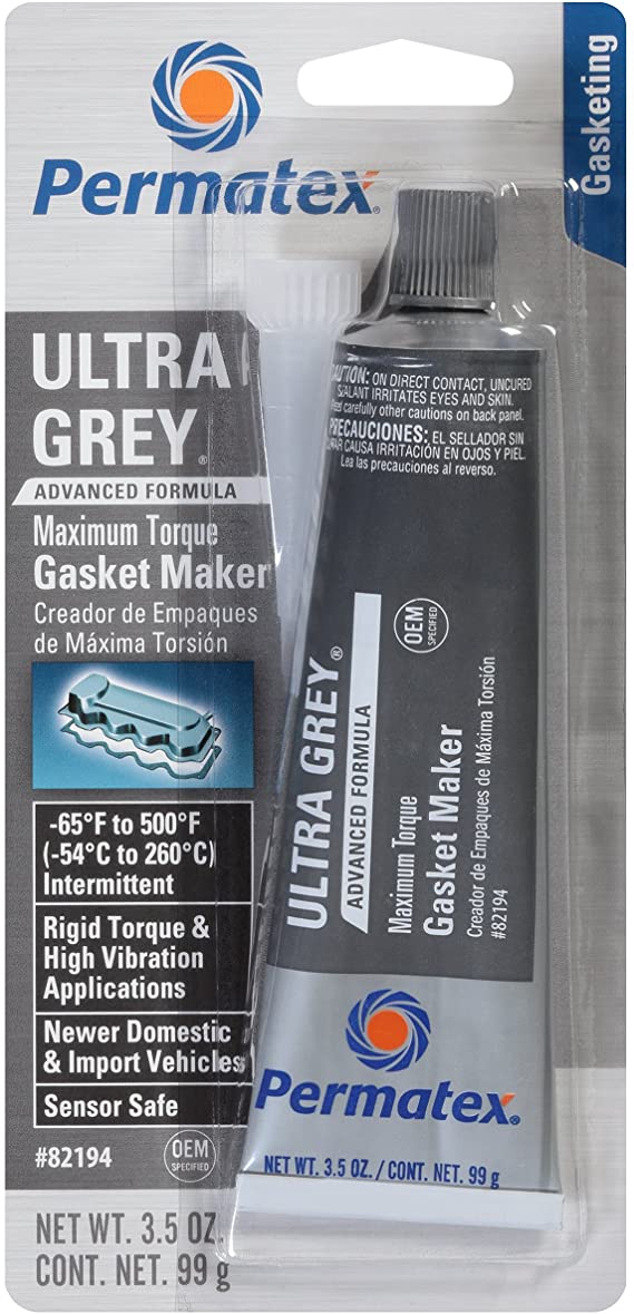 Permatex 82194-12PK Ultra Grey Rigid High-Torque RTV Silicone Gasket Maker, 3.5 oz. (Pack of 12)