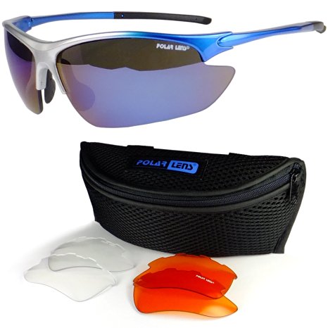 POLARLENS S25 / Cycling Glasses / Sport Glasses / Running Glasses / Exchange System Lenses /German Engineered / Introductory Pricing for US market / Includes belt loop carrying case and microfiber cloth bag for cleaning