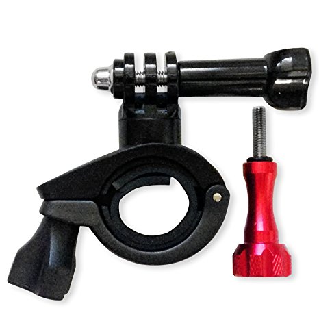 Handlebar Seatpost Camera Mount for Bikes - Motorcycles - Mountain Biking - Ski Pole - with Red Aluminum Thumbscrew to attach Action Sports Cameras by Flight Speed Camera Mounts