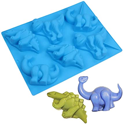 Joyeee Cartoon Dinosaur Silicone Baking Tray Molds/ Baking Muffin Pan/ Bakeware Maker for Dinosaur Gummies, Muffin, Jelly, Chocolate, Pudding, Mousse, Soap and more, color random