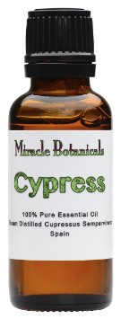 Miracle Botanicals Wildcrafted Cypress Essential Oil - 100% Pure Cupressus Sempervirens - 10ml or 30ml Sizes - Therapeutic Grade 30ml