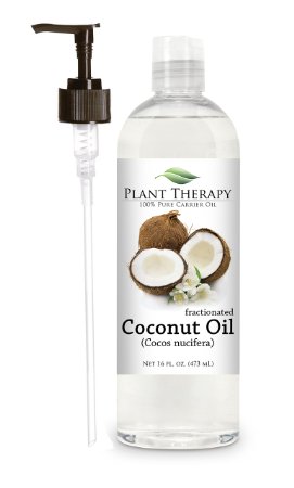 Coconut (Fractionated) Carrier Oil   PUMP. A Base Oil for Aromatherapy, Essential Oil or Massage use 16 FL Oz