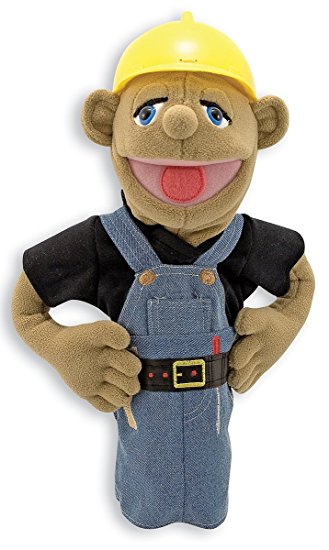 Melissa & Doug Construction Worker Puppet With Detachable Wooden Rod for Animated Gestures