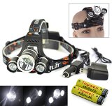 Topwell 5000 Lumens 3 Cree XML T6 LED Rechargeable Headlamp Headlight Torch Light Work Lights Headlamps with 2Pcs 37V 18650 4000mah Rechargeable Battery AC Charger and Car charger Convex head