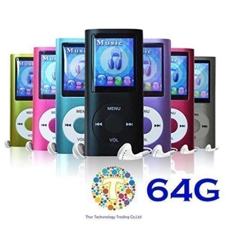 Thor 64 GB Slim 18 LCD Mp3 Mp4 Player MediaMusicAudio Player with accessoriesBlack Color