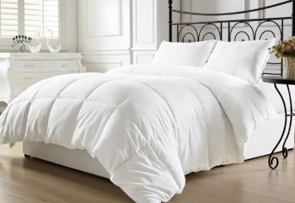 Chezmoi Collection King Goose Down Alternative Comforter with Corner Tab, White