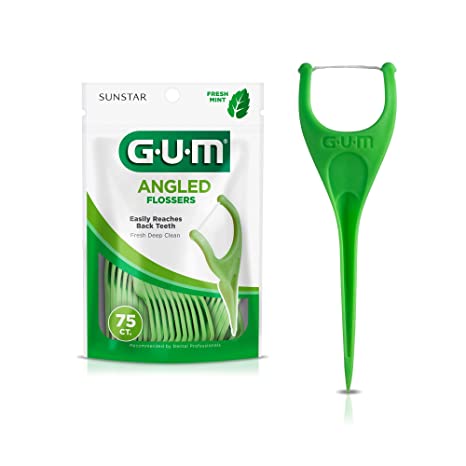 GUM - 898R4 Angled Flossers, Fresh Mint, 75 Count (Pack of 4)