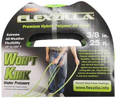 Legacy Manufacturing HFZ3825YW2 Flexzilla 38 x 25 Zillagreen Air Hose with 14 MNPT Ends and Bend Restrictors