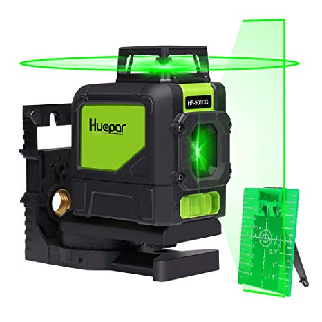 Huepar 901CG Laser Level Mute - Green Beam Cross Laser Self-Leveling - Green Laser Level - 360° Self Levelling Laser Line - Professional Leveling Tool - Green Line Lasers - Laser Spirit Level