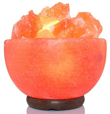 AMSkart Pink Crystal Himalayan Salt Fire Bowl Lamp with Dimmer Switch and Wooden Base, 7 x 6.5 x 6.5 - Inch, 8 - 10 lbs