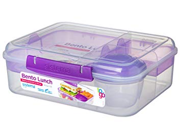 Sistema 21690 Go Collection Bento Box Clear, Clear With Assorted Color