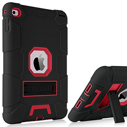 iPad Mini 4 Case,iPad Mini 4 Retina Case,BENTOBEN 3 IN 1 Hybrid [Soft&Hard] Heavy Duty Rugged Stand Cover Shockproof Anti-slip Anti-Scratch Full-body Protective Cases for iPad Mini 4,Black/Red