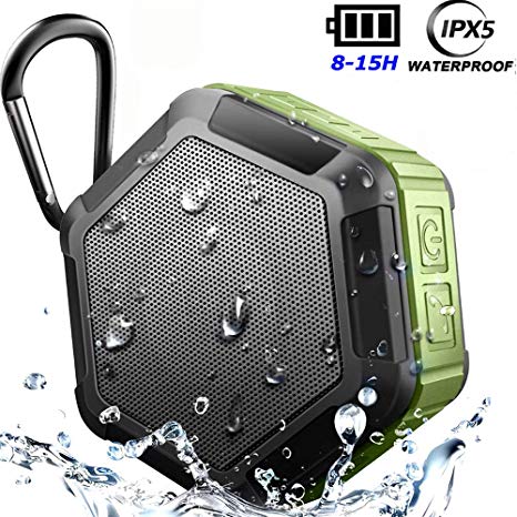 Mini Wireless Outdoor Bluetooth Speakers,Waterproof 5W Enhanced Bass,15Hour Play 1500mA Rechargeable,True Stereo TWS 2 Speakers Pair, Support TF Card iPhone iPad Android Shower(Suction Cup)