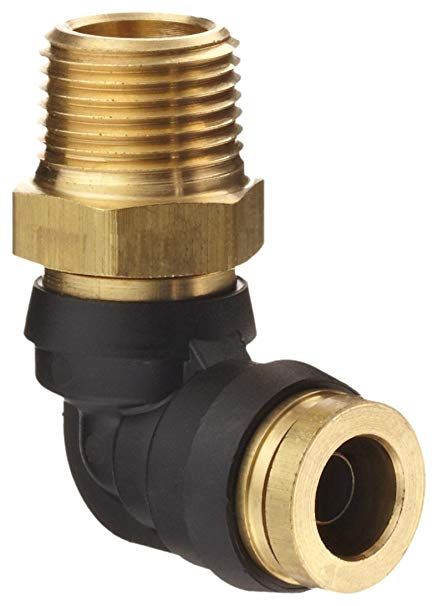 Legris 3109 62 18DOT Nylon & Nickel-Plated Brass Push-To-Connect Fitting, Complies with DOT, 90 Degree Elbow, 1/2" Tube OD x 3/8" NPT Male