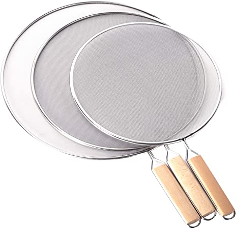3 Pieces Grease Splatter Guard for Frying Pan, Grease Splatter Screen Mesh Stainless Steel Grease Guard Shield for Kitchen Frying Pan Cooking Supplies Set of 9.8", 11.5" and 13" inch
