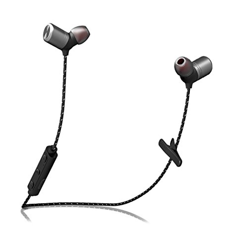 Bluetooth Headphones, Wireless 4.1 Textile Cable IPX7 Waterproof Sports Headset for Running Workout Gym, Magnetic Sweatproof Noise Cancelling Earbuds, In Ear Stereo Earphones with Mic & Volume Control