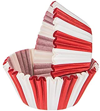 Carnival Circus Red White Striped Cupcake Liners Birthday Party Baking Cups 50 Ct.