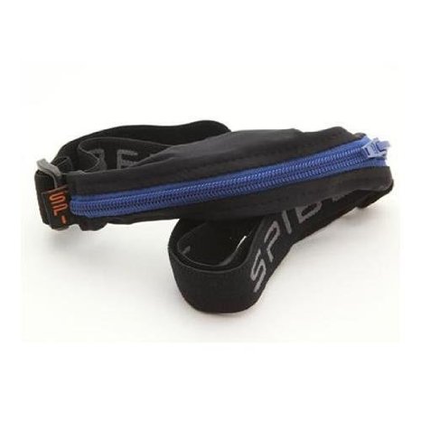 SPIbelt Sports  Running Belt - The Original No Bounce Belt Large Pocket - Fits New iPhone 6 and Galaxy - Black with Blue Zipper