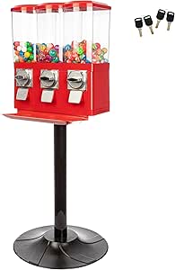 Gumball Machine - Triple Candy Machine Dispenser for Gumballs, Capsules, and Candy - Vending Machines for Business by Great Northern Popcorn (Red)