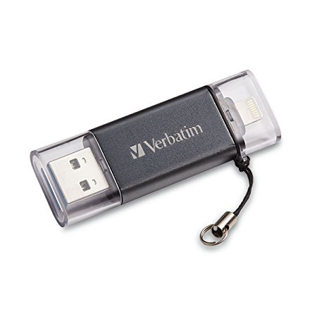 Verbatim 32GB iStore 'n' Go Dual USB 3.0 Flash Drive for Apple Lightning Devices, Graphite 49300