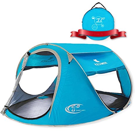 ZOMAKE Pop Up Tent 4 Person, Beach Tent Sun Shelter for Baby with UV Protection - Automatic and Instant Setup Tent for Family (Light blue)