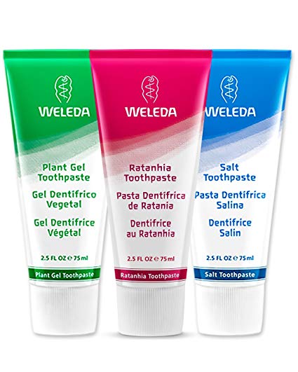 Weleda Plant-Rich Toothpaste 3-Piece Set: Salt Toothpaste, Plant Gel Toothpaste and Ratanhia Toothpaste- 2.5 fl oz each