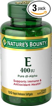Natures Bounty Vitamin E 400 IU Pure dl-Alpha 120 Softgels Pack of 3