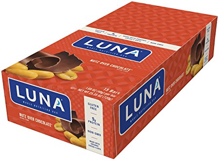 LUNA BAR - Gluten Free Bar - Nutz Over Chocolate - (1.69 Ounce Snack Bar 15 Count)