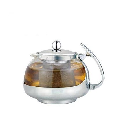 Stainless Steel Glass TEA POT Teapot w Stainless steel Strainer filter 700ML