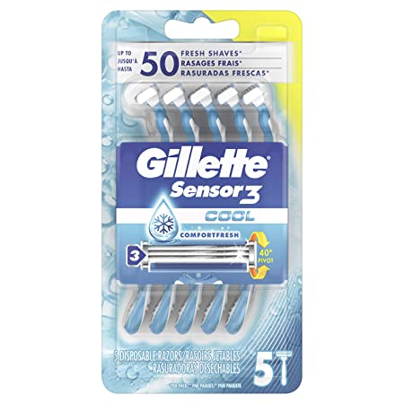 Gillette Sensor3 Cool Men's Disposable Razors, 5 Count