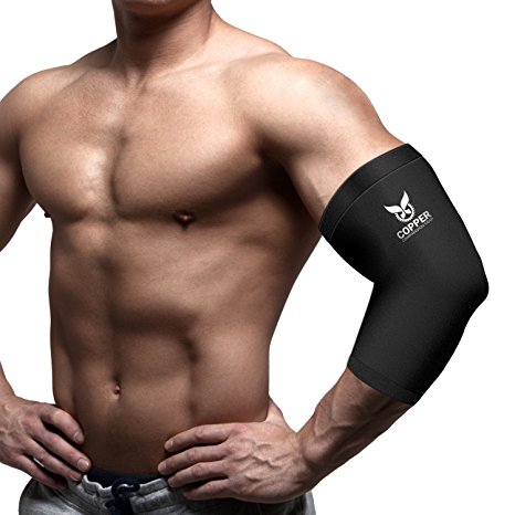 Copper Compression Gear PREMIUM Fit Recovery Elbow Sleeve - 100% GUARANTEED - #1 Elbow Compression Sleeve / Support Brace / Wrap For Workouts, Tennis Elbow, Golfers Elbow, And More!