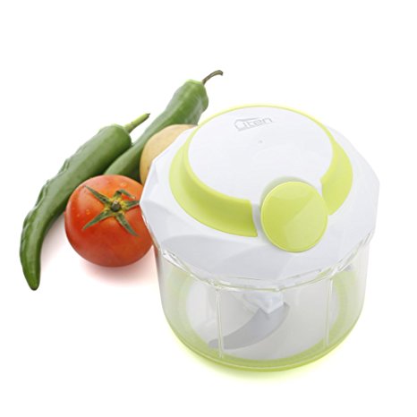 Uten Powerful Manual 4-Cup Food Chopper Vegetable Fruit Salad Mixer with 3 Stainless Steel Blades