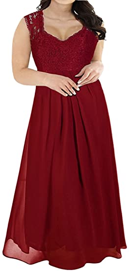 Nemidor Women's Deep- V Neck Sleeveless Vintage Plus Size Bridesmaid Formal Maxi Dress